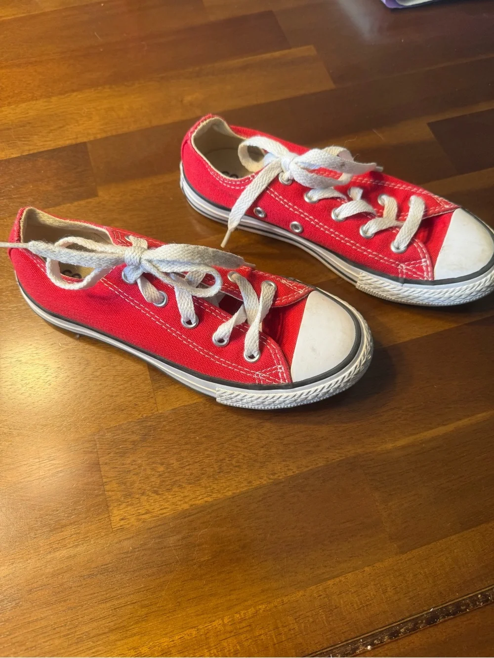 Converse Kids Red Canvas Low Top Sneakers with White Laces